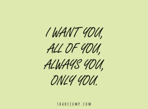 I want you, all of you, always you, only you.