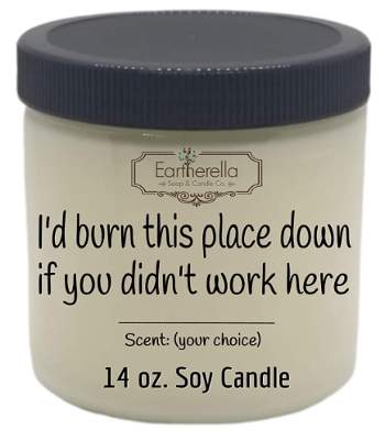 Soy candle with funny quote