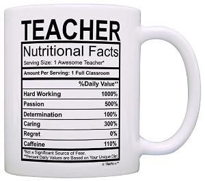 Teacher nutritional facts mug