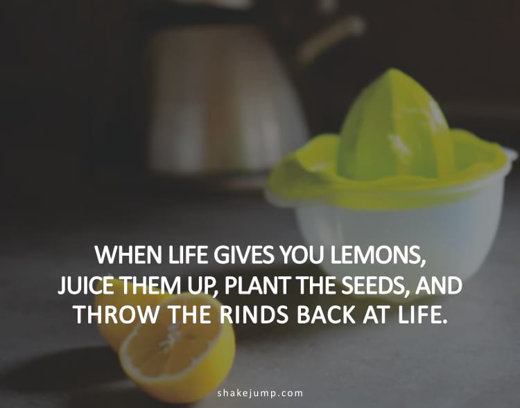 When life gives you lemons, juice them up, plant the seeds and throw the rinds back at life.